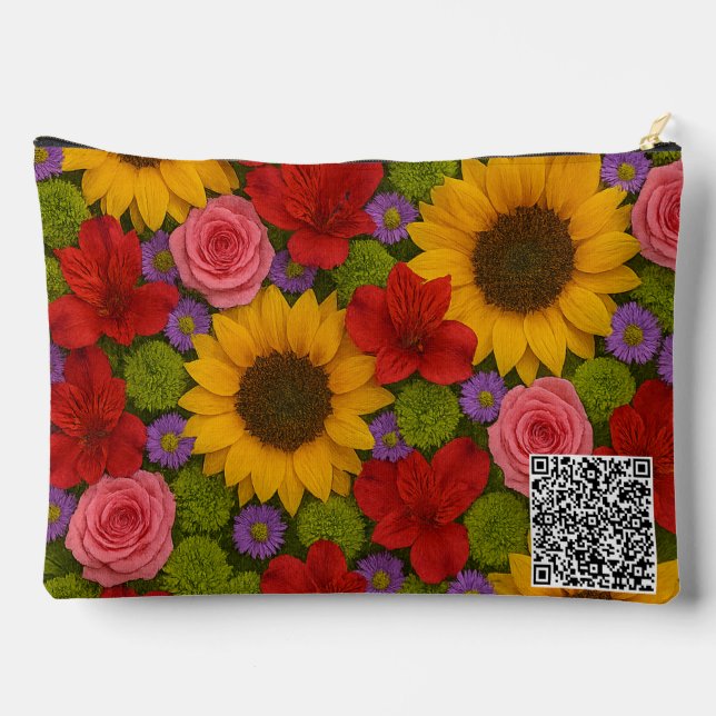 Sonnenblumen und Rose Zubehörtasche (Rückseite)