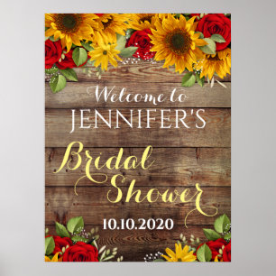 Sonnenblumen und Rosen Rustikale Hochzeitsdusche-S Poster