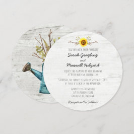 Sonnenblumen und Rustikale Holzfarm Einladung