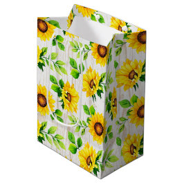Sonnenblumen und rustikales Holz Botanisches Party Mittlere Geschenktüte