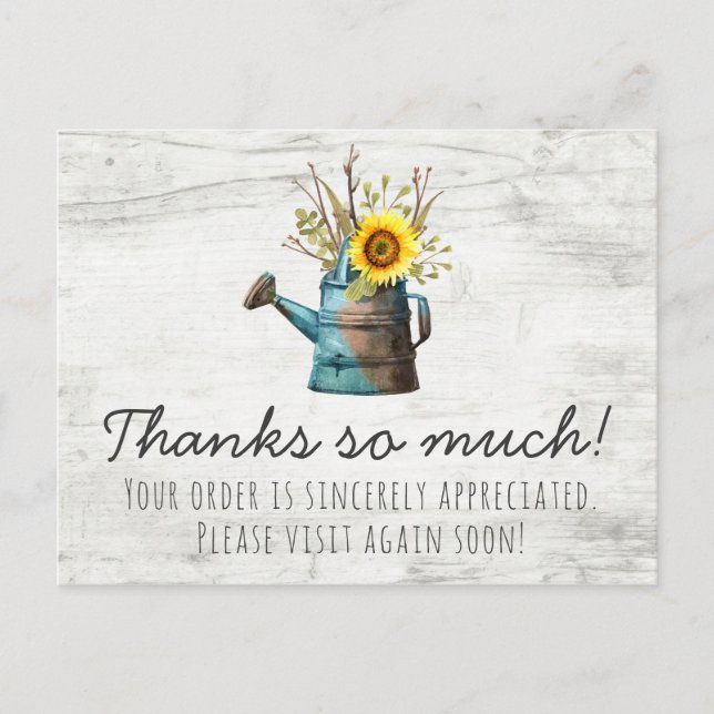 Sonnenblumen und rustikales Holz Vintag Vielen Dan Postkarte (Vorderseite)