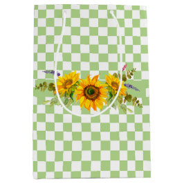 Sonnenblumen und Schachbrett Mittlere Geschenktüte
