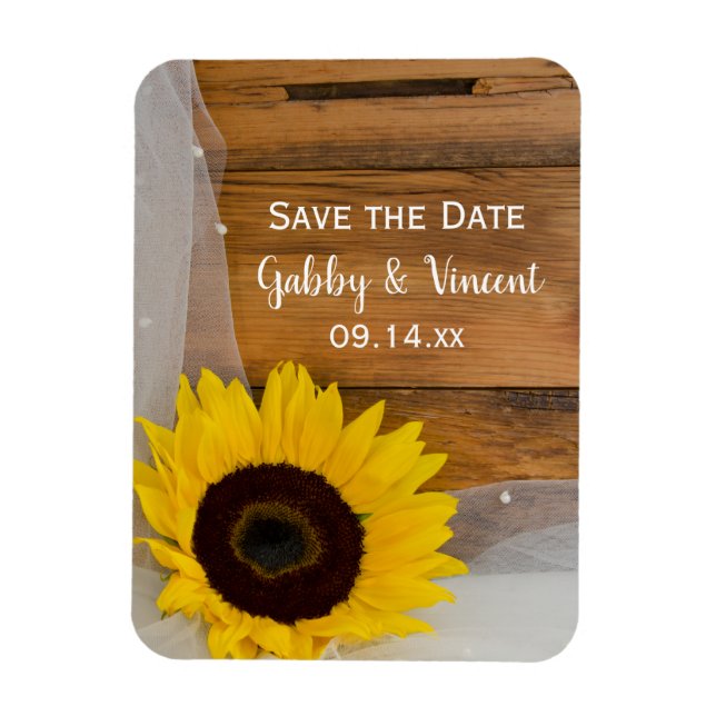 Sonnenblumen und Schleier Country Hochzeit Save th Magnet (Vertikal)