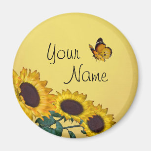 Sonnenblumen und Schmetterling Magnet