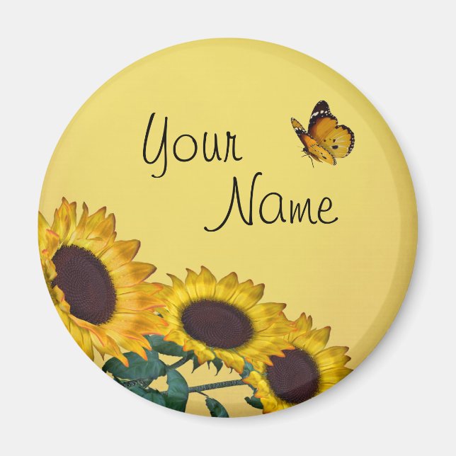 Sonnenblumen und Schmetterling Magnet (Vorne)