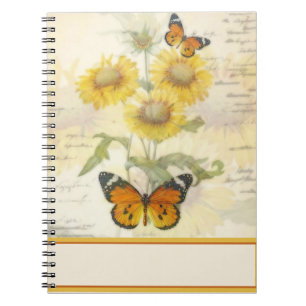 Sonnenblumen und Schmetterling Notizblock