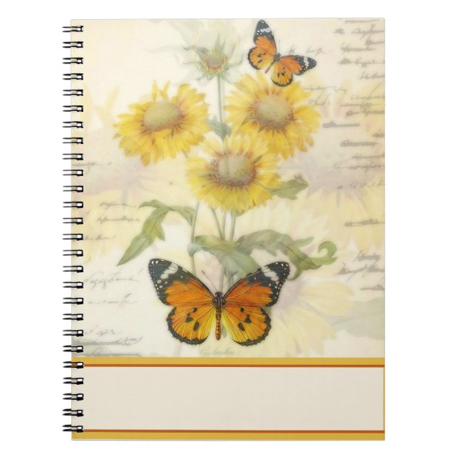Sonnenblumen und Schmetterling Notizblock (Vorderseite)