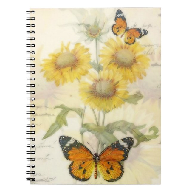 Sonnenblumen und Schmetterling Notizblock (Vorderseite)