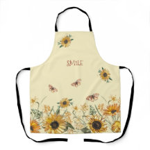Sonnenblumen und Schmetterlinge auf cremig gelb 