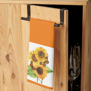Sonnenblumen und Schmetterlinge Geschirrtuch