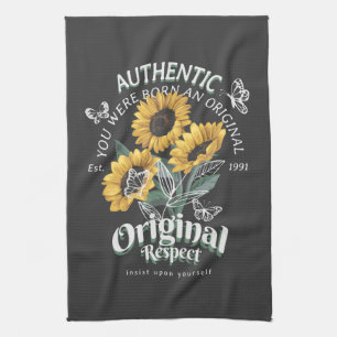 Sonnenblumen und Schmetterlinge Grafik Geschirrtuch