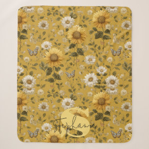 Sonnenblumen und Schmetterlinge im gelben Hintergr Sherpadecke