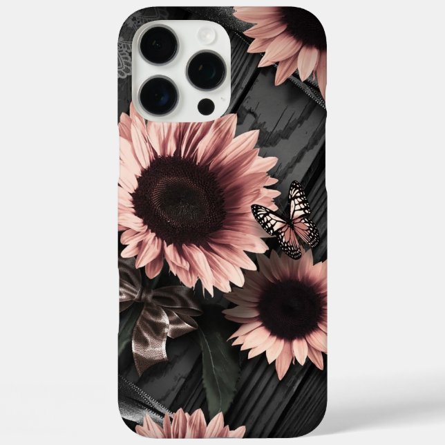 Sonnenblumen und Schmetterlinge iPhone 16 Pro Max Hülle (Rückseite)