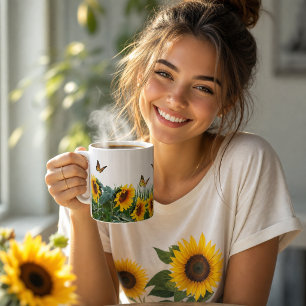 Sonnenblumen und Schmetterlinge Kaffeetasse