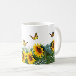 Sonnenblumen und Schmetterlinge Kaffeetasse