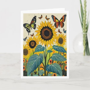 Sonnenblumen und Schmetterlinge Karte