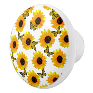Sonnenblumen und Schmetterlinge, Keramikknauf