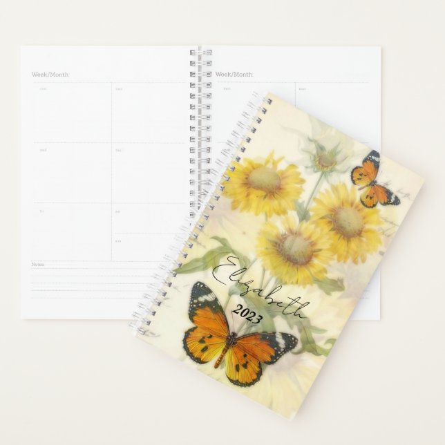Sonnenblumen und Schmetterlinge personalisiert, Ja Planer (Anzeige)
