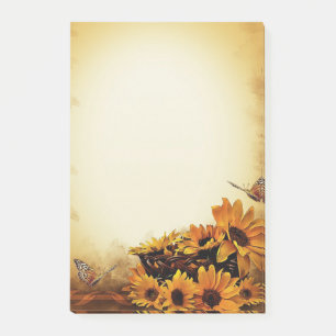 Sonnenblumen und Schmetterlinge Post-it Klebezettel