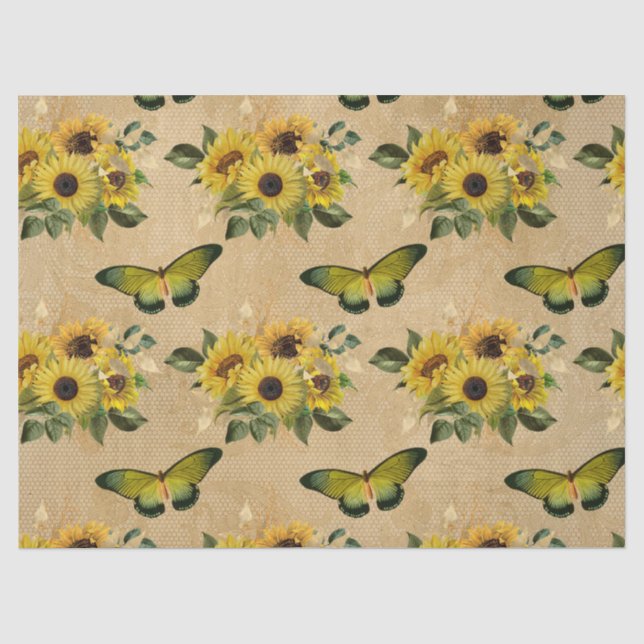 Sonnenblumen und Schmetterlinge Seidenpapier (Vorderseite)