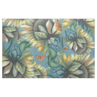 Sonnenblumen und Schmetterlinge Stoff