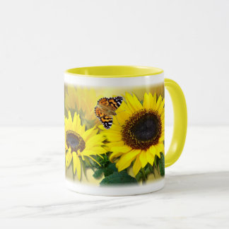 Sonnenblumen und Schmetterlinge Tasse