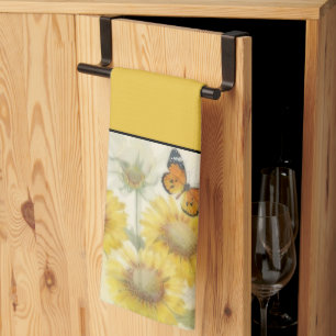 Sonnenblumen und Schmetterlingshandtuch Geschirrtuch