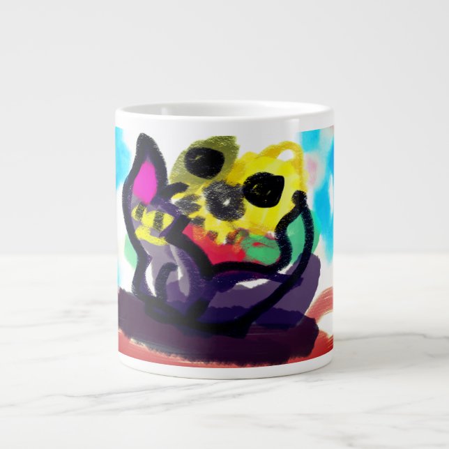 Sonnenblumen und Schwarze Katze Jumbo-Tasse (Vorderseite)