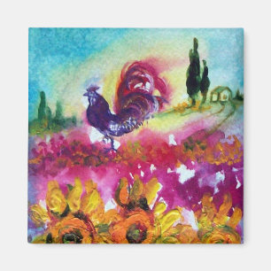 SONNENBLUMEN UND SCHWARZE ROOSTER MAGNET
