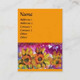 SONNENBLUMEN UND SCHWARZE ROOSTER, orange gelb Visitenkarte