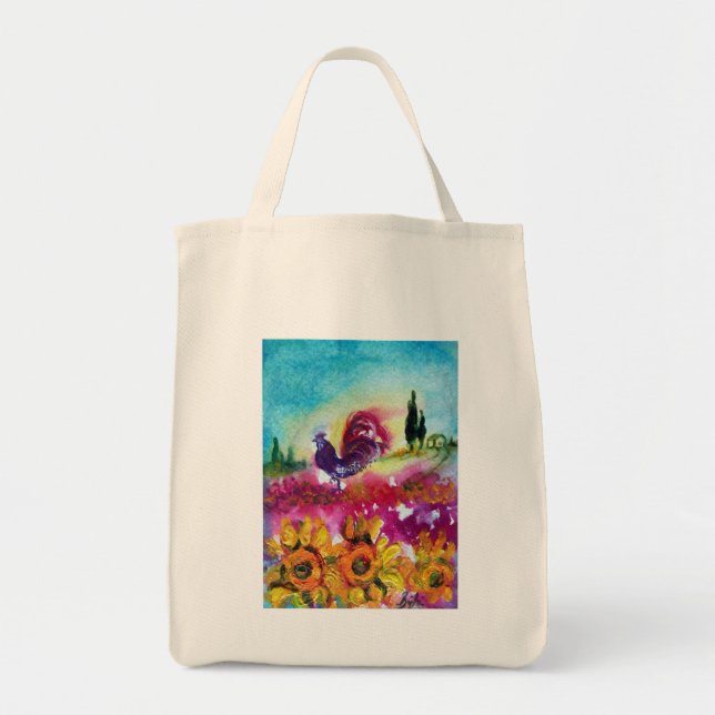 SONNENBLUMEN UND SCHWARZE ROOSTER TRAGETASCHE (Vorne)
