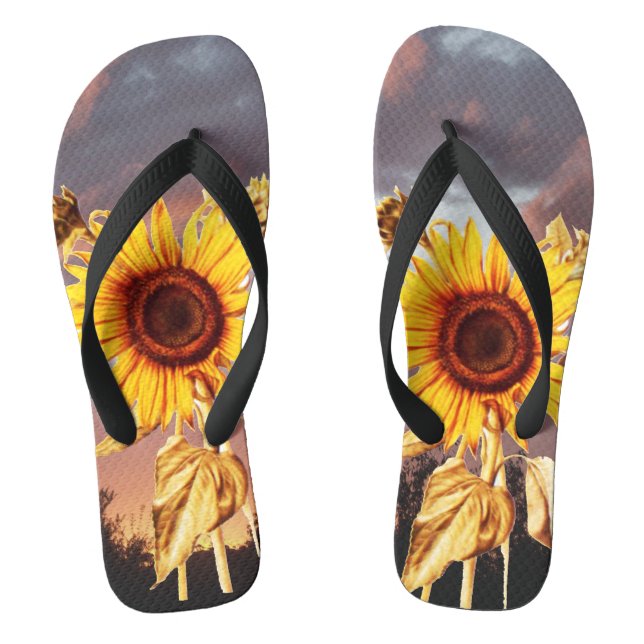 SONNENBLUMEN UND SOMMERSONNENANSCHLUSS FLIP FLOPS (Fußbett)