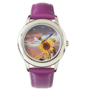 SONNENBLUMEN UND SOMMERSONNENANSCHLUSS, PINK CLOUD ARMBANDUHR