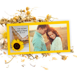 Sonnenblumen und Spitzen Land Hochzeit Save the Da Date