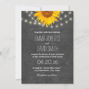Sonnenblumen- und Strandlampen-Hochzeit Einladung