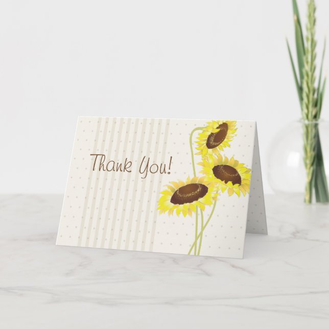 Sonnenblumen und Streifen Sammlung Danke Karte (Vorderseite)