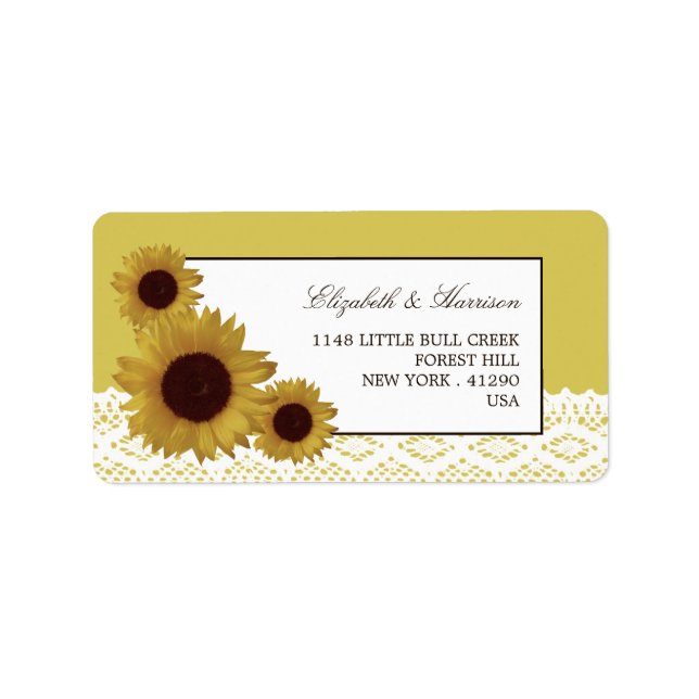 Sonnenblumen und Vintage Hochzeit Adressaufkleber (Vorne)