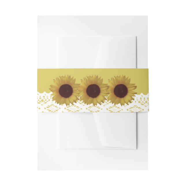 Sonnenblumen und Vintage Hochzeit Einladungsbanderole (Vorderseite Beispiel)