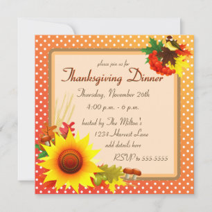 Sonnenblumen und Vogelorangen Erntedank Einladung