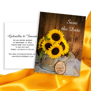 Sonnenblumen und Wasser kann Hochzeit speichern da Ankündigungspostkarte