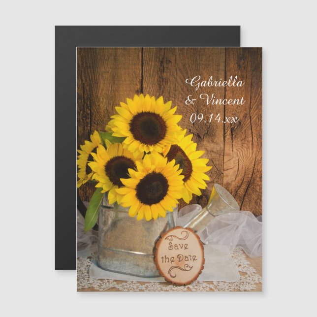 Sonnenblumen und Wasser kann Hochzeit speichern da Magneteinladung (Vorne/Hinten)