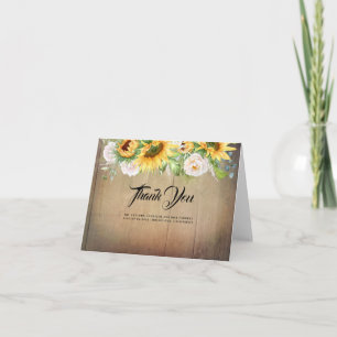 Sonnenblumen und Weiße Rosen Hochzeit Vielen Dank Dankeskarte