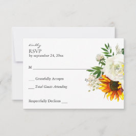 Sonnenblumen und Weiße Rosen Künstlerisch RSVP Karte