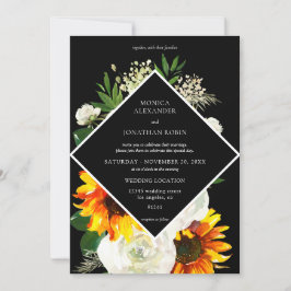 Sonnenblumen und Weißrosen Künstlerische Blumenhoc Einladung