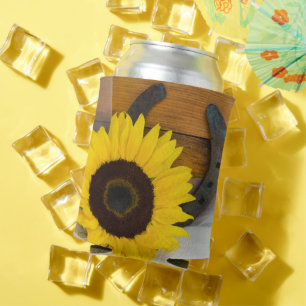 Sonnenblumen und Western Hufeisen Gastgeschenk Hoc Dosenkühler