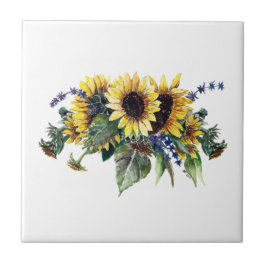Sonnenblumen und Wildblume Bouquet Tile Fliese