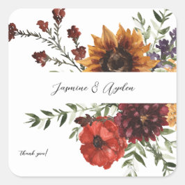 Sonnenblumen und Wildblumen Quadratischer Aufkleber