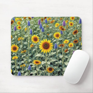 Sonnenblumen- und Wildblumenfeld Mousepad
