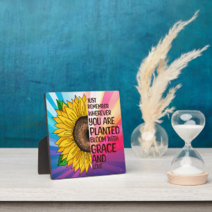 Sonnenblumen und Zitat Fotoplatte