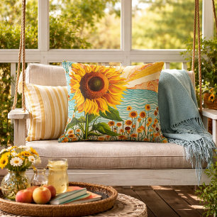 Sonnenblumen und Zitat Kissen
